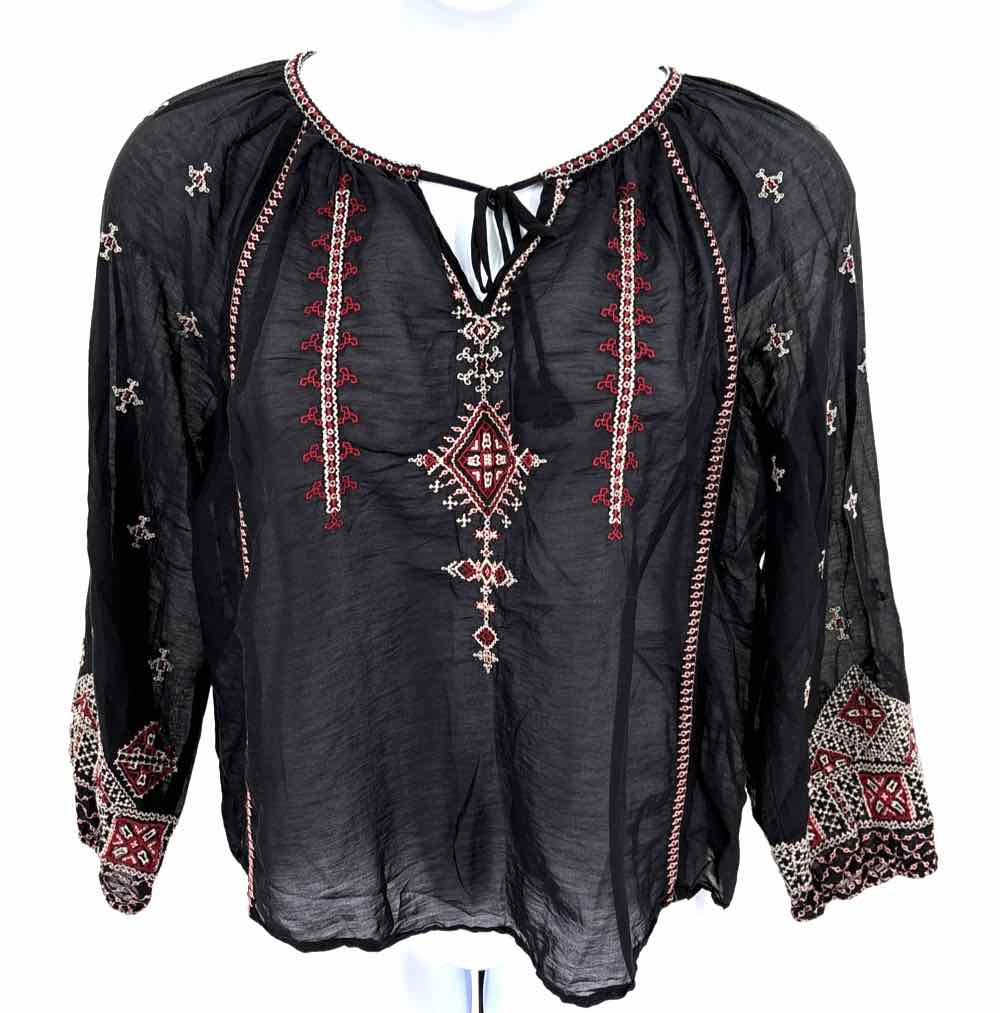 Size L Johnny Was Black Cotton Shirt