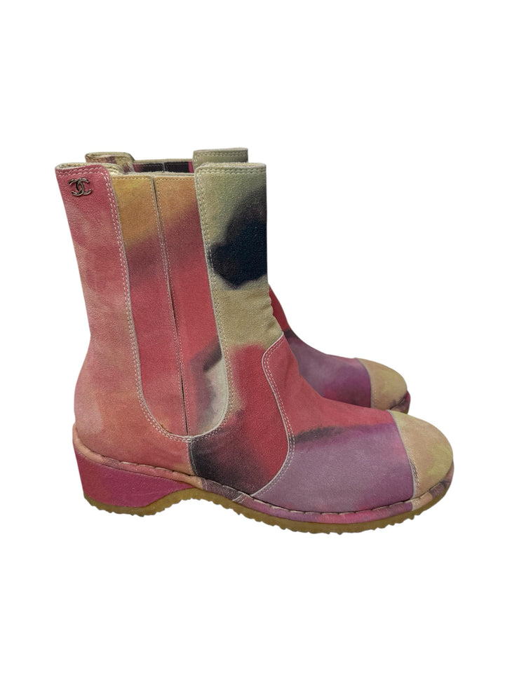 Shoe Size 38.5 Chanel Multi-Color Suede Luxury - Boots