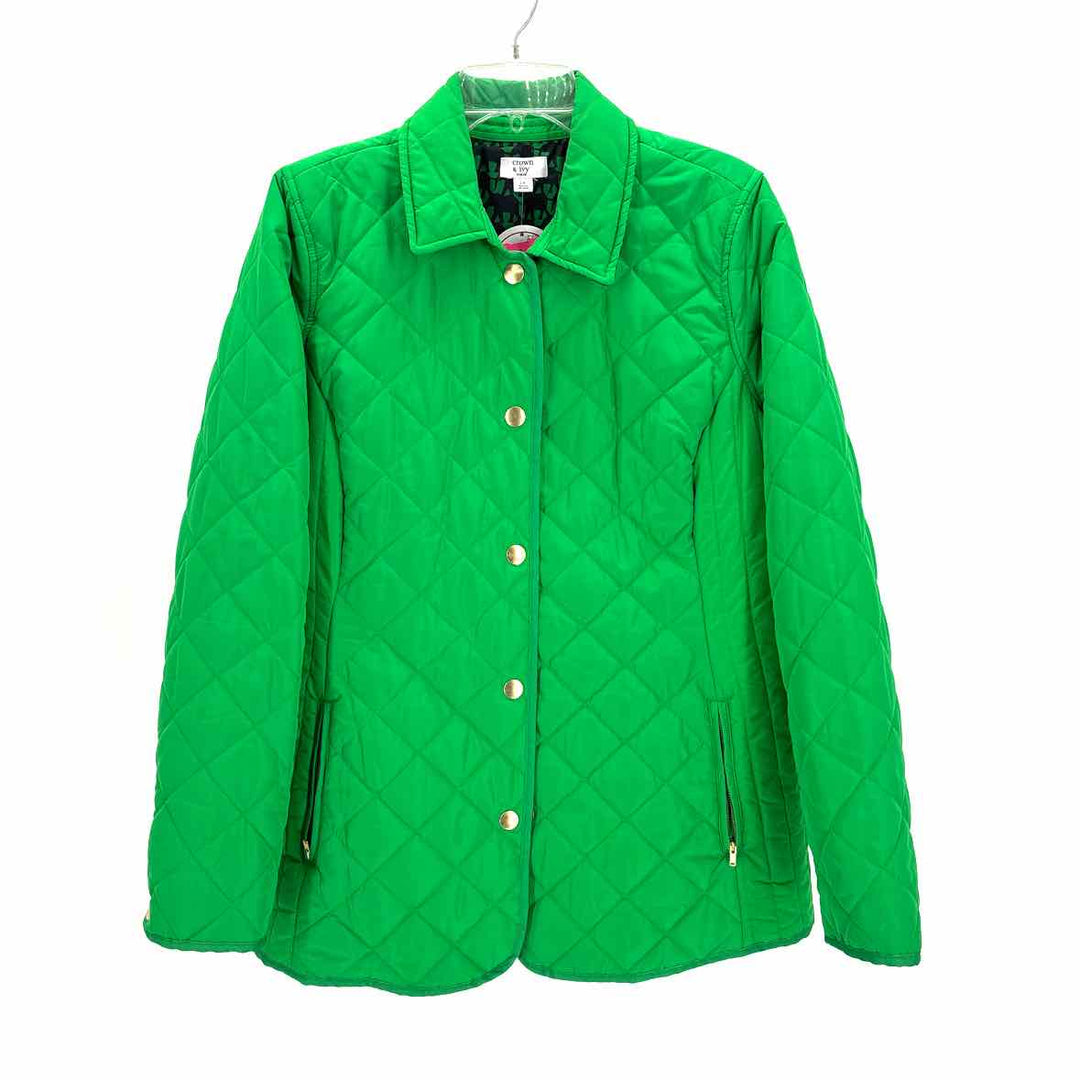 Size 0X CROWN & IVY Green Quilted Jacket