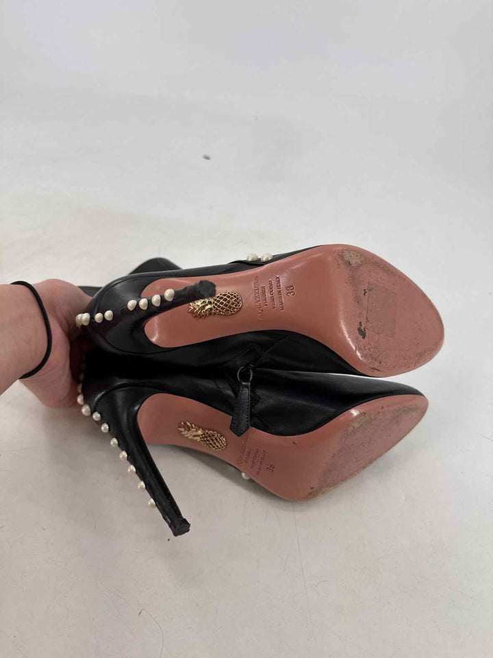 Shoe Size 38 AQUAZZURA Black Leather Boots