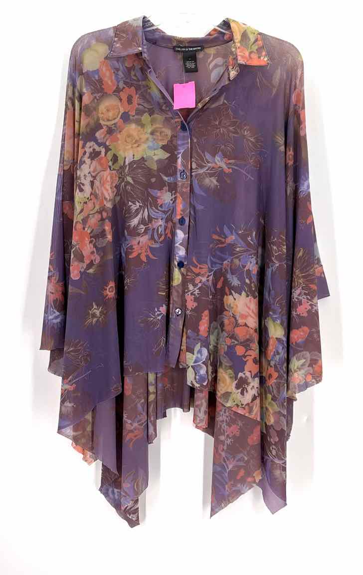 Size S CHELSEA & THEODORE Purple Mesh Shirt