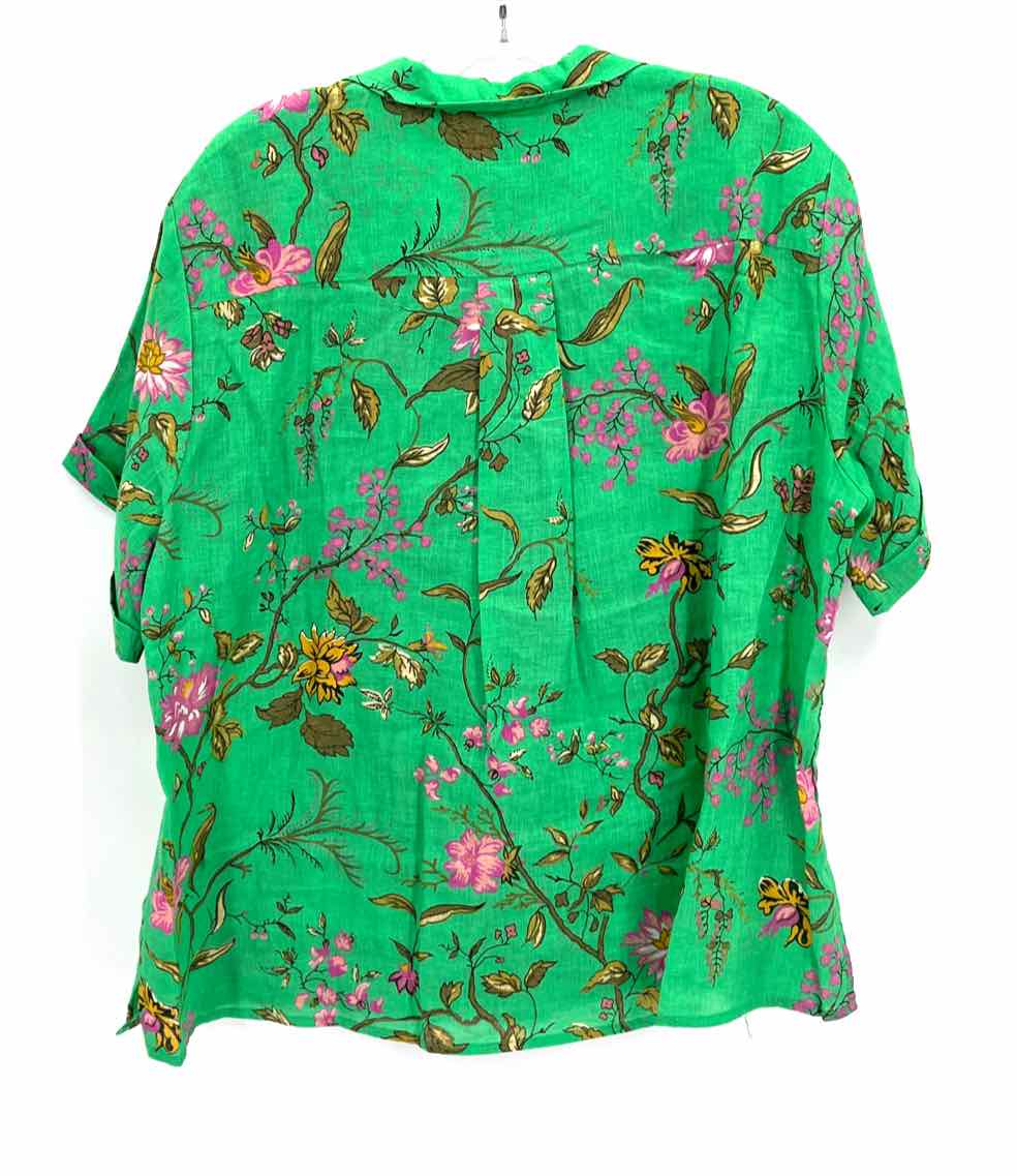 Size L MAEVE Green Linen Shirt
