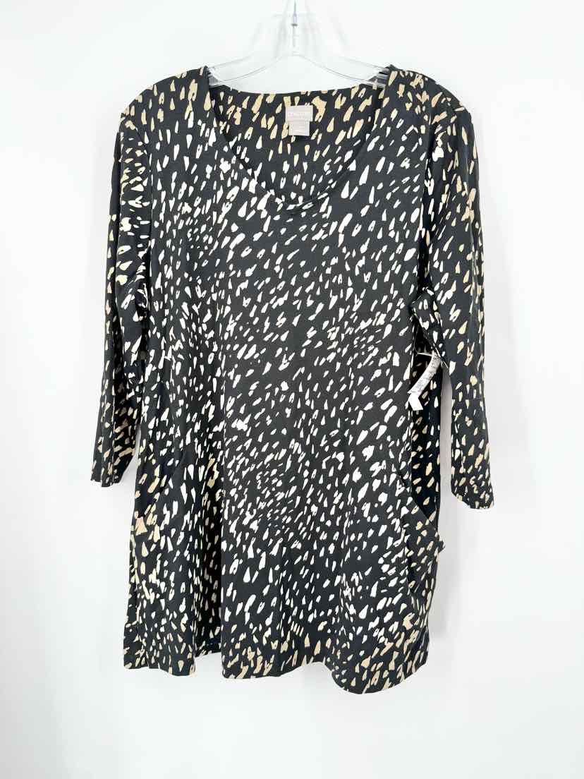 Size L Chico's Black Print Shirt