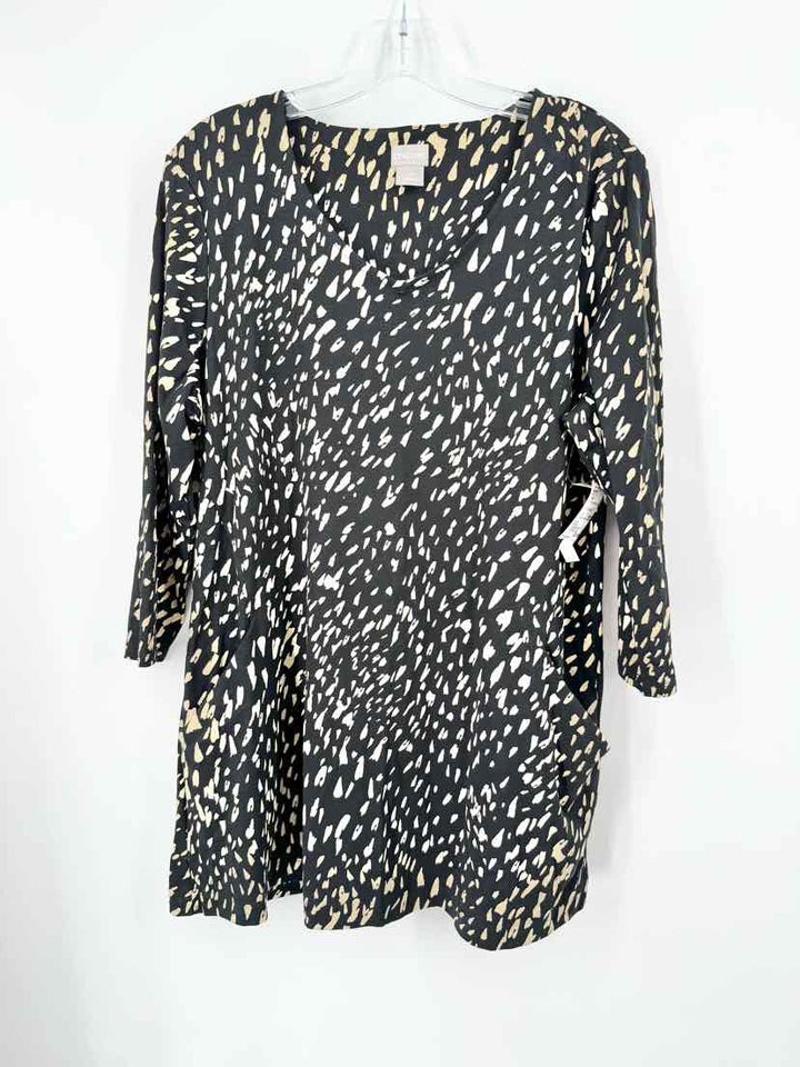 Size L Chico's Black Print Shirt