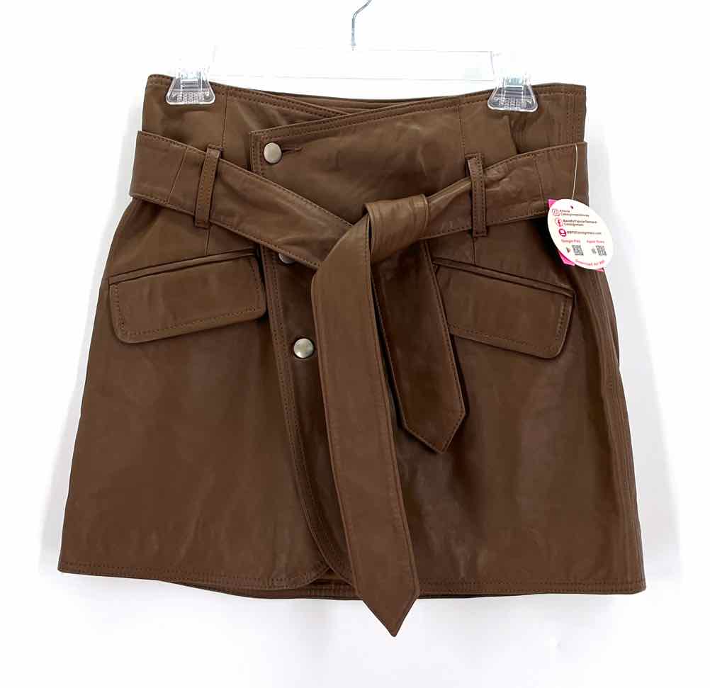 Size XS Brown Leather Skirt