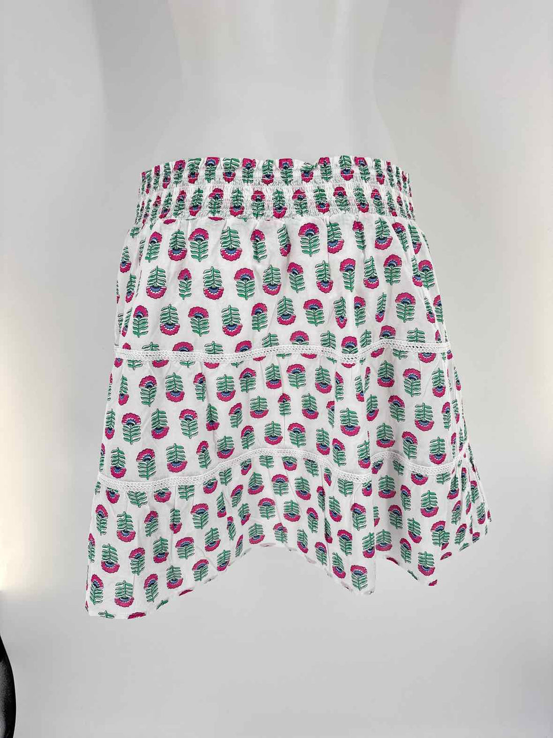 Size L J Crew White Print Skirt
