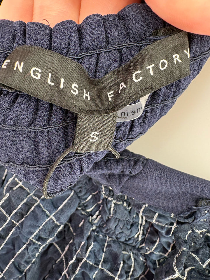 Size S ENGLISH FACTORY Navy Print Dress