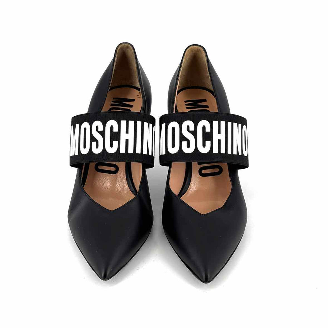 Shoe Size 40 MOCHINO Black Leather Luxury - Pumps