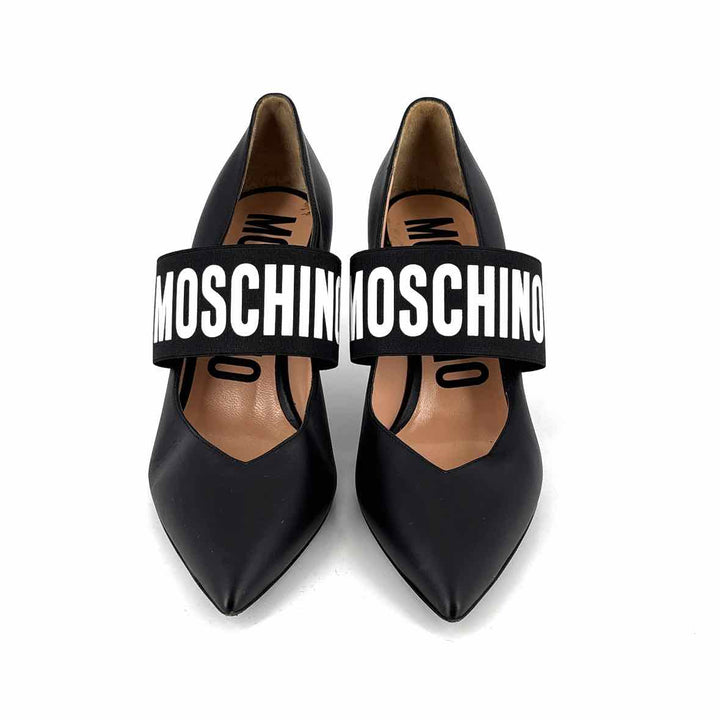 Shoe Size 40 MOCHINO Black Leather Luxury - Pumps