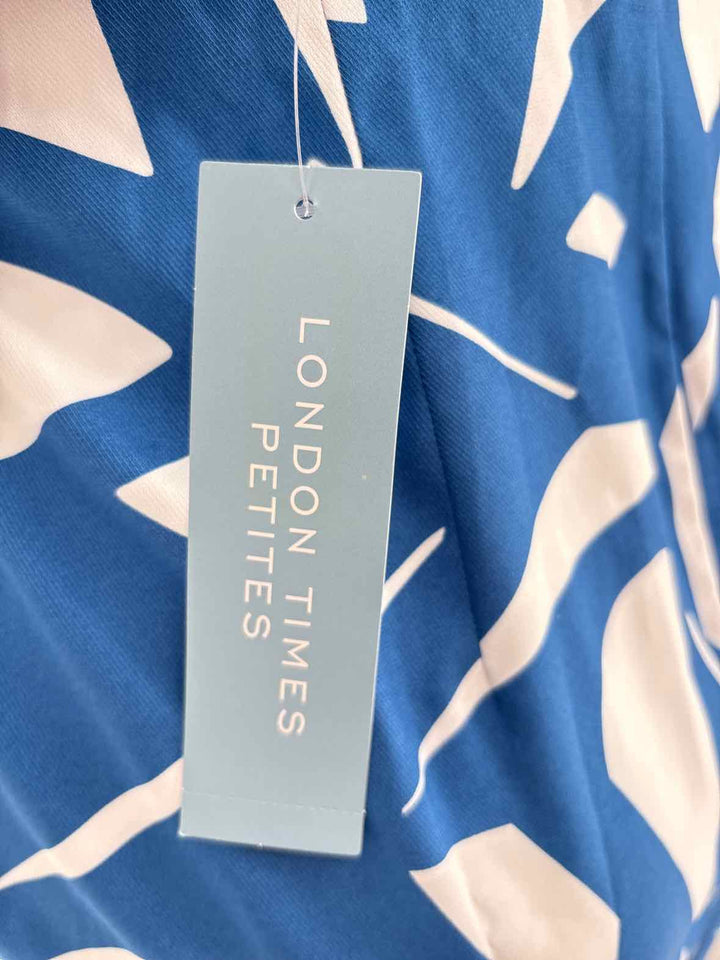 Size 6 LONDON TIMES Blue Print Dress