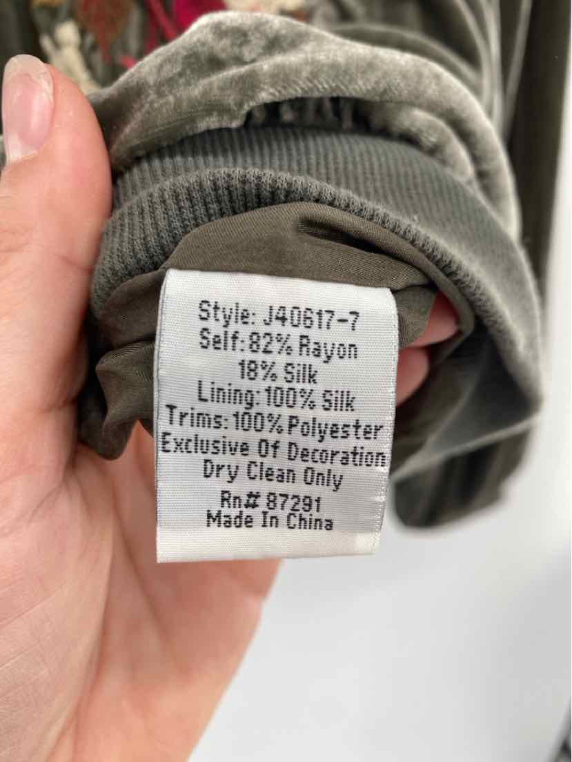 Size M Johnny Was Olive Velour Jacket
