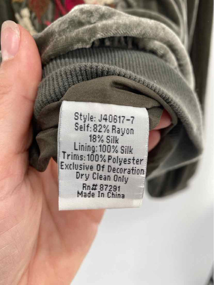 Size M Johnny Was Olive Velour Jacket