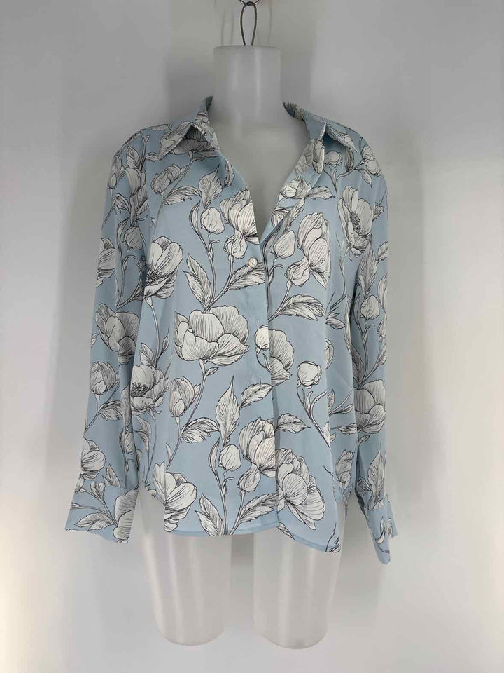 Size L RACHEL ZOE Blue Print Shirt
