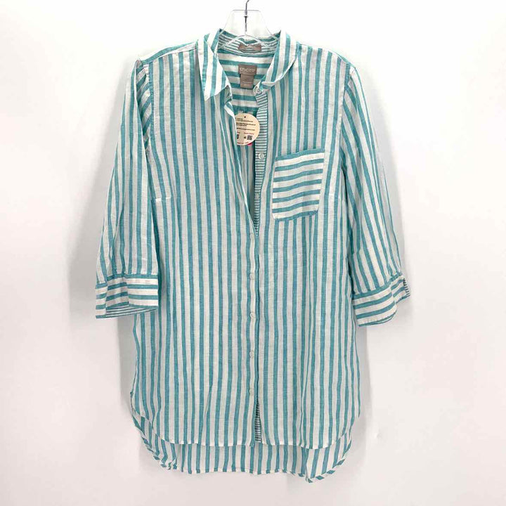 Size M Chico's Aqua Linen Shirt