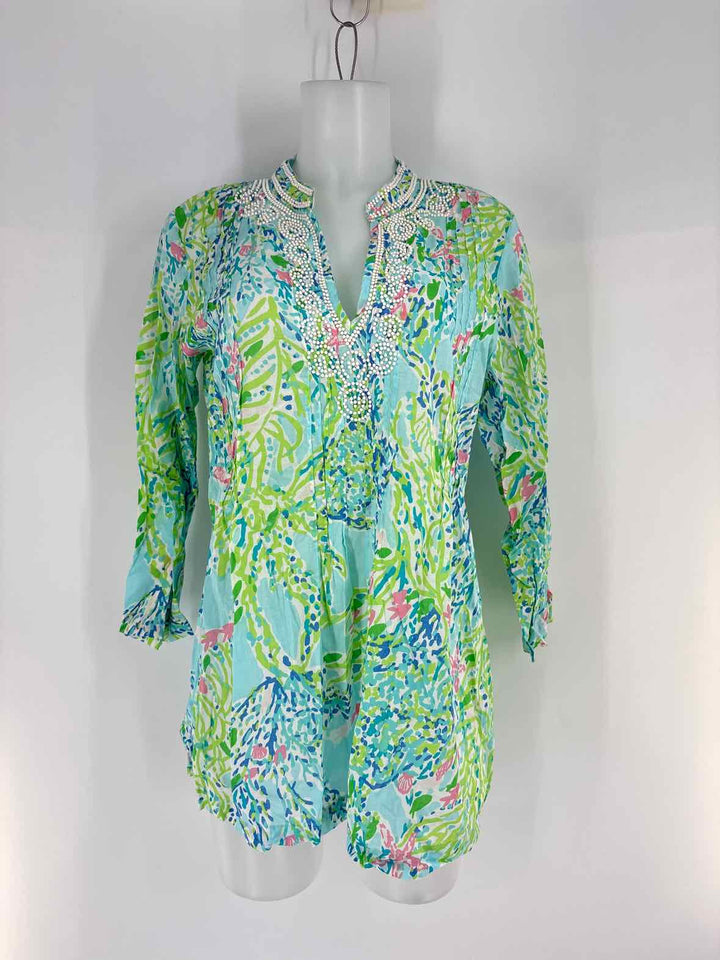 Size L Lilly Pulitzer Blue Print Shirt