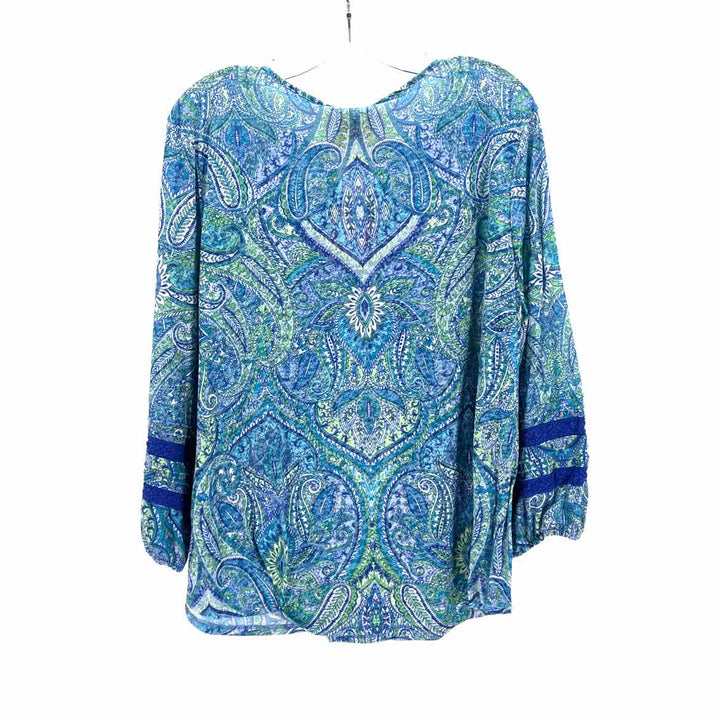 Size 1X Ruby Rd Multi-Color Crochet Knit Shirt