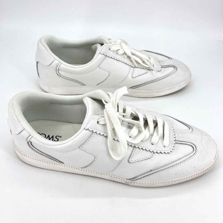 Shoe Size 12 Toms White Leather Sneakers
