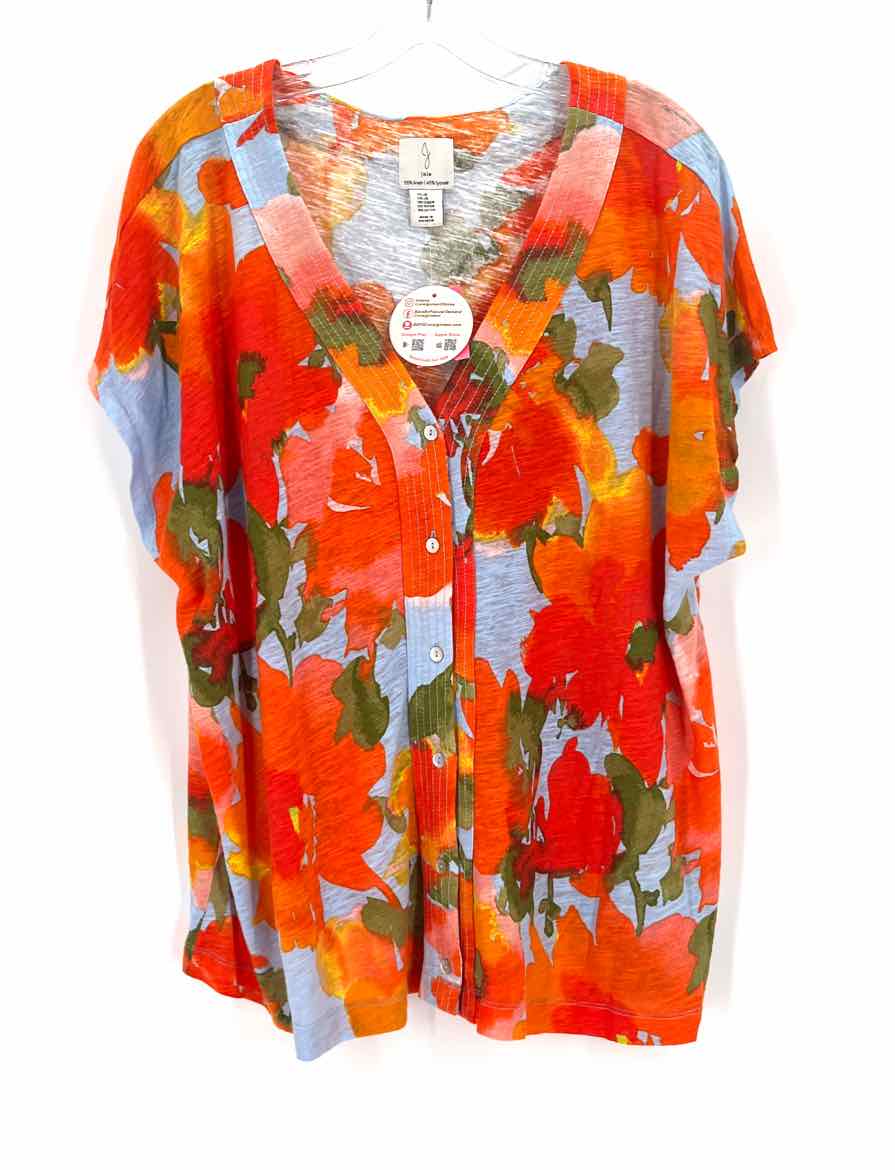 Size 2X JOIE Multi-Color Linen Shirt