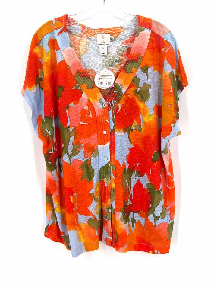 Size 2X JOIE Multi-Color Linen Shirt