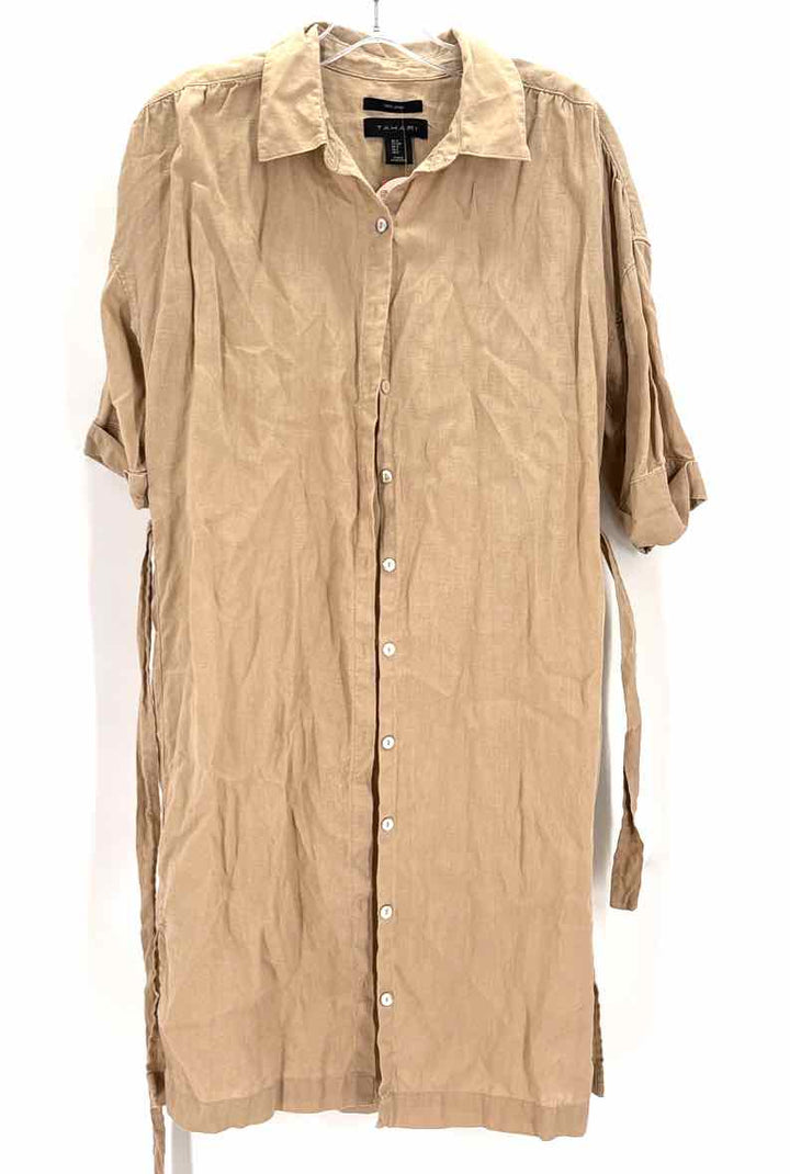 Size S TAHARI Beige Linen Dress