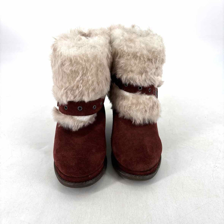Shoe Size 9 CAT Red Suede Faux Fur Boots