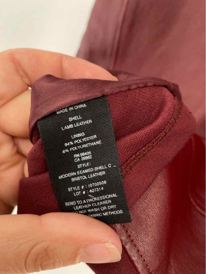 Size Petite THEORY Burgundy Leather Luxury - Shirt