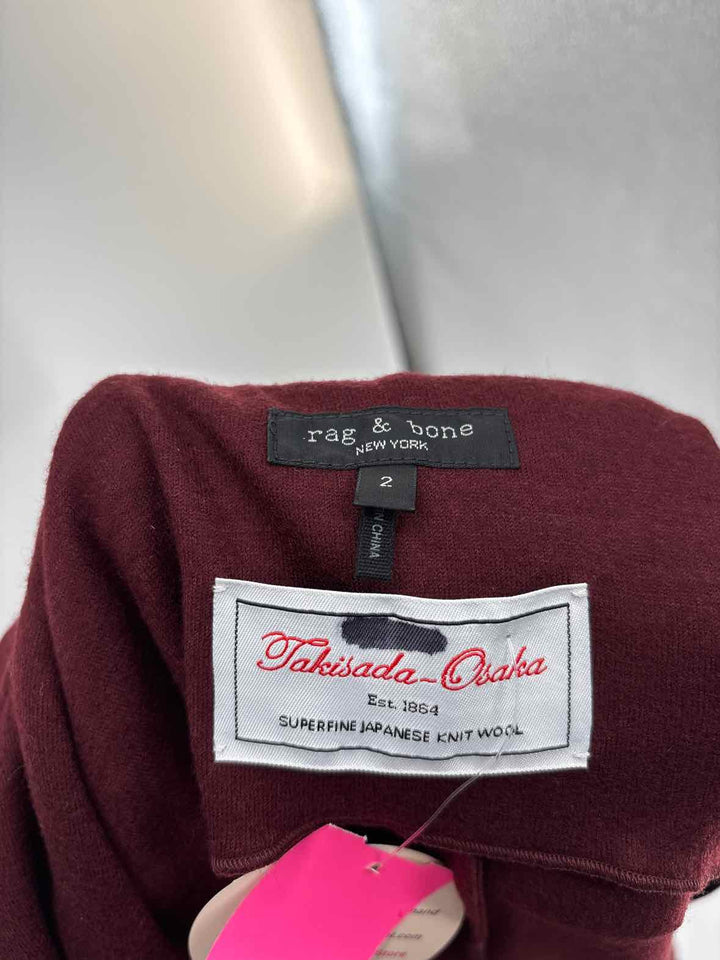 Size 4 RAG & BONE Burgundy Wool Blazer