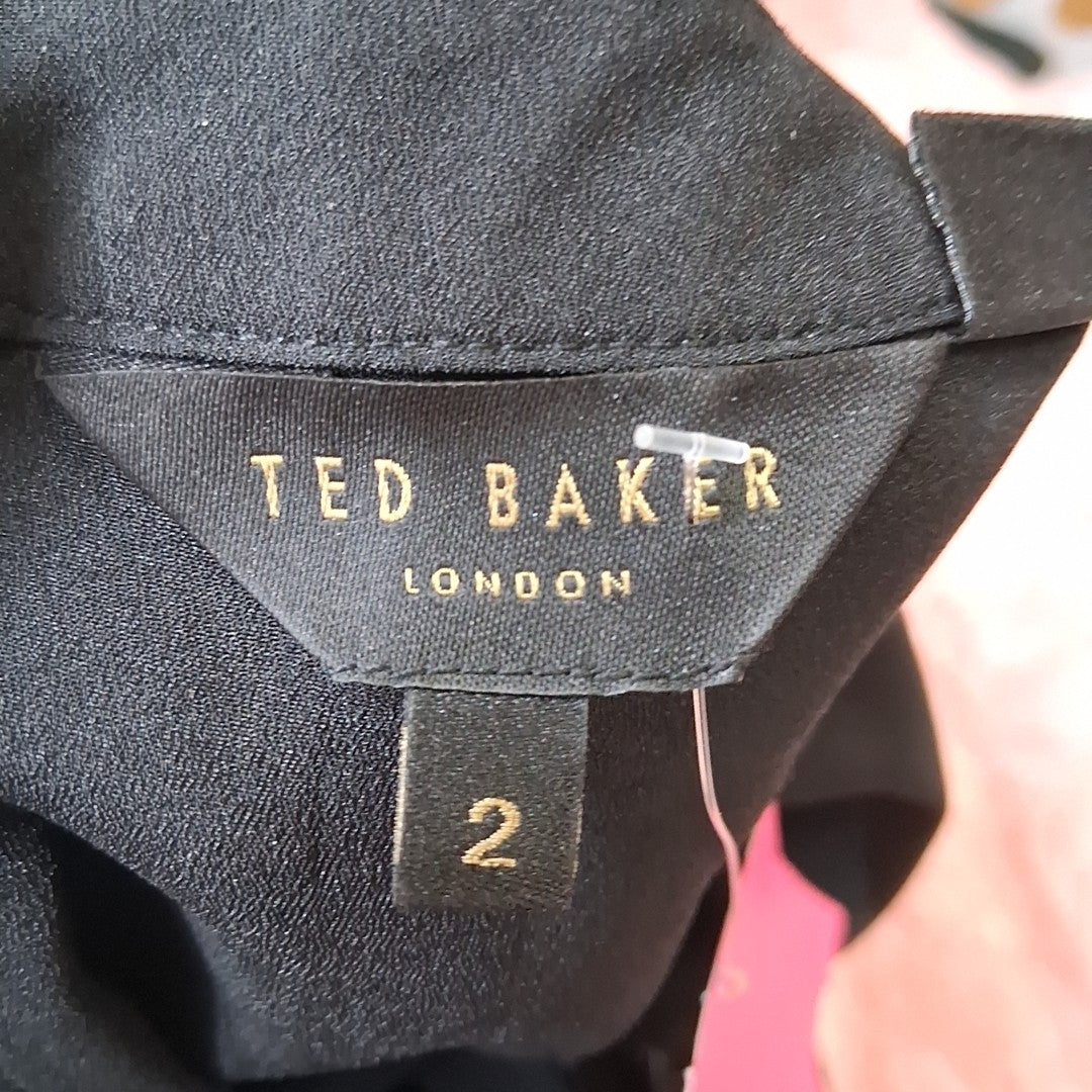 Size 2 TED BAKER Black Print Dress