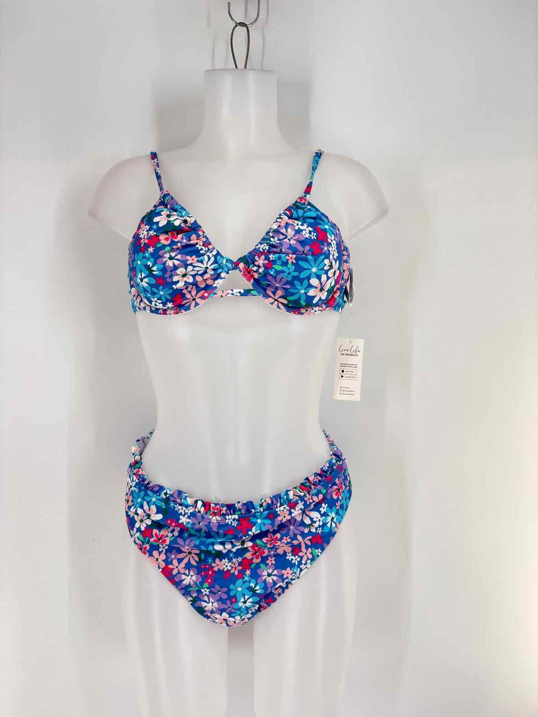 Size L CUPSHE Blue Print Swimsuit