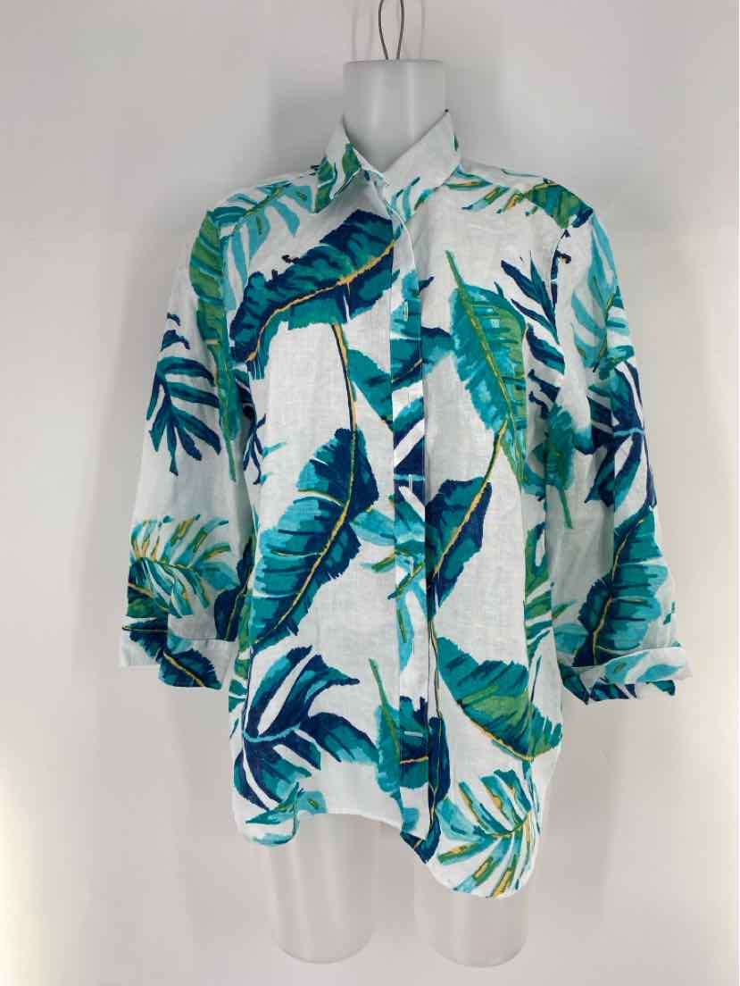 Size 14 Chico's White Print Shirt