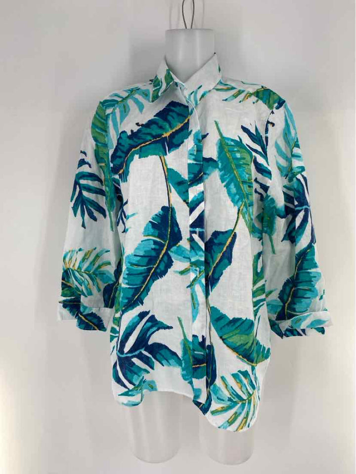 Size 14 Chico's White Print Shirt