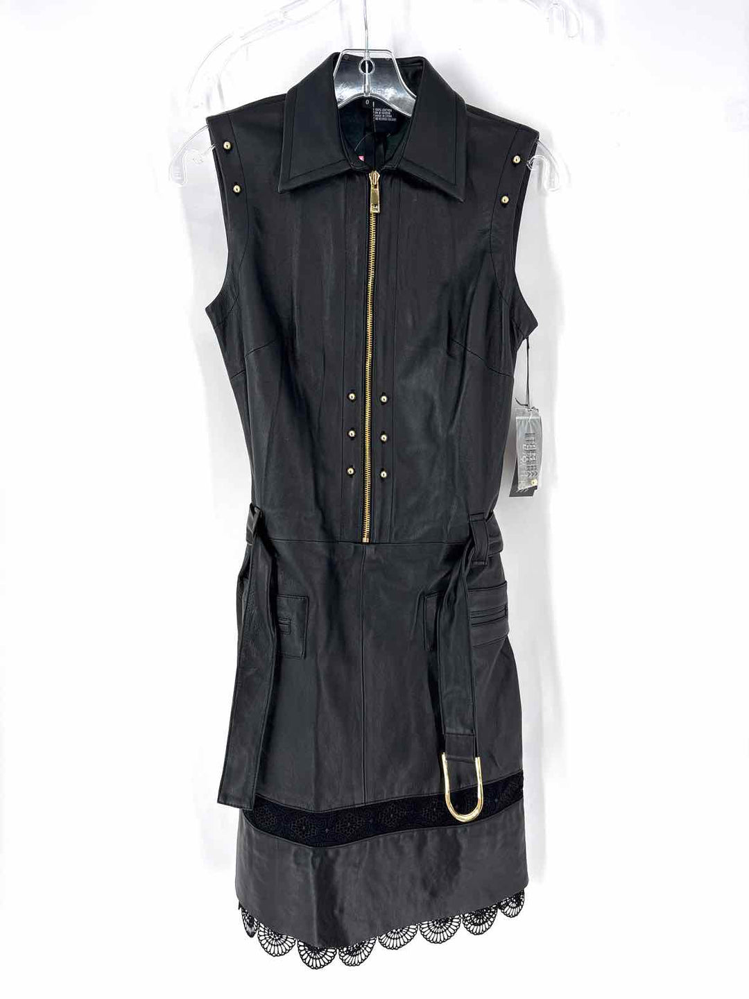 Size 0 ETCETERA Black Leather Dress