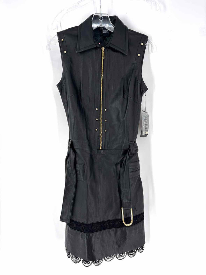 Size 0 ETCETERA Black Leather Dress