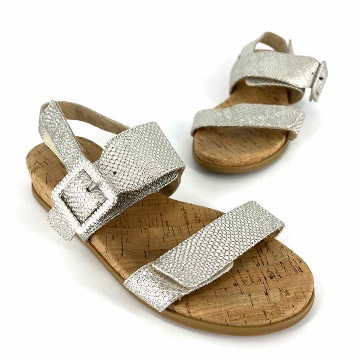 Shoe Size 7.5 Silver Faux Leather Sandals