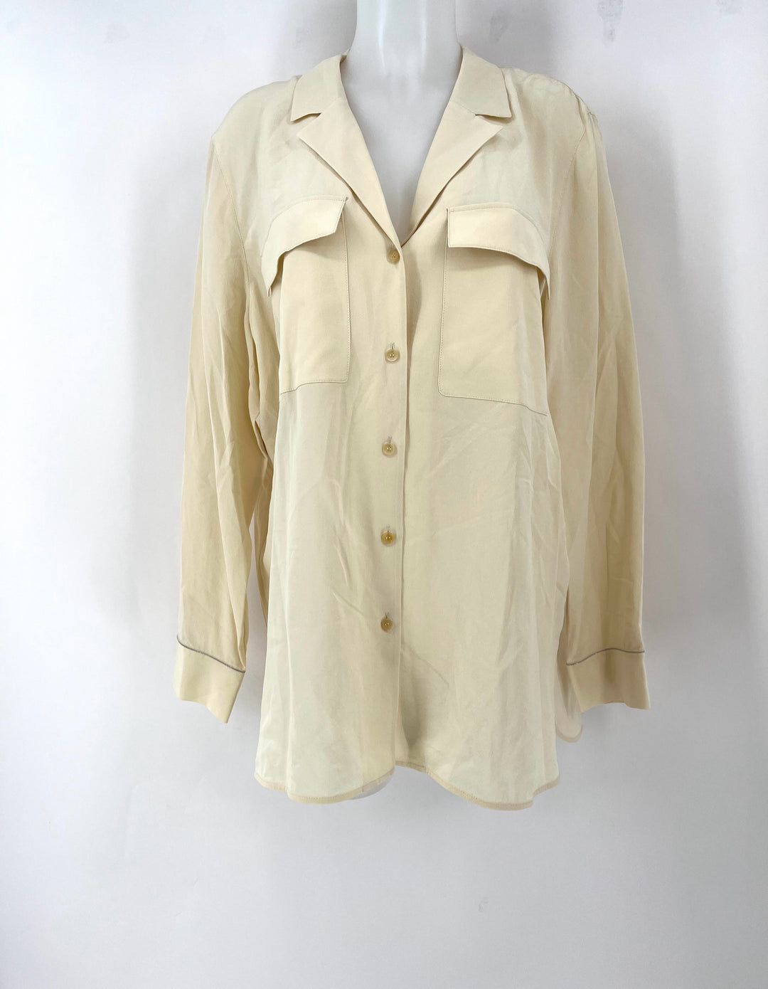Size XL LAFAYETTE Ivory Silk Shirt