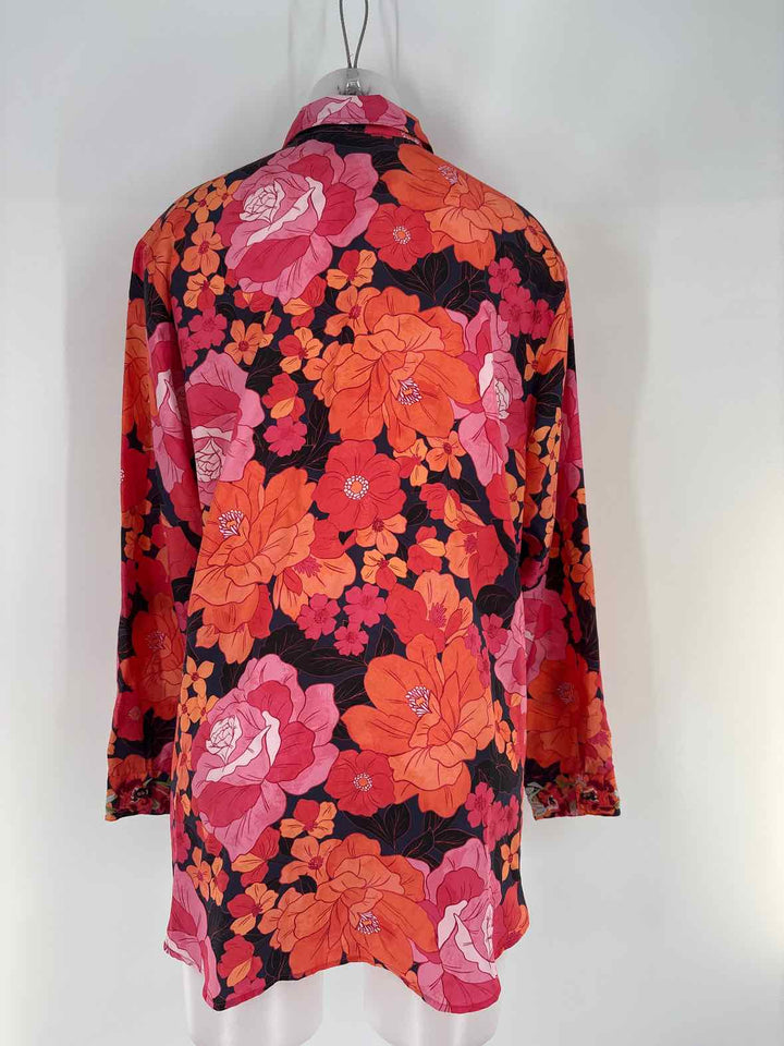 Size XL Johnny Was Peach Silk Shirt