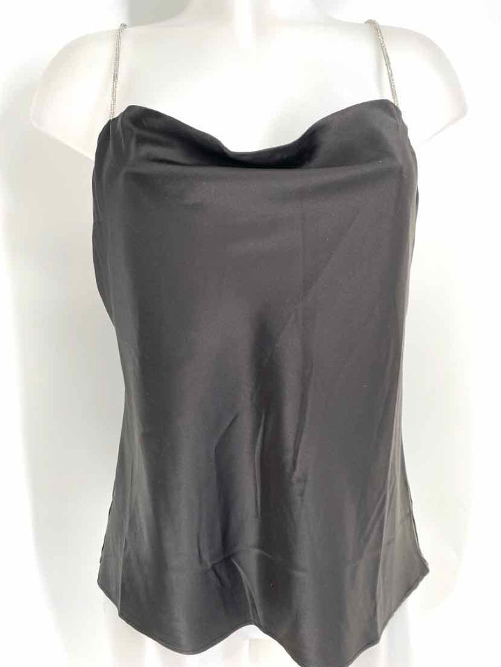 Size S AQUA Black Sateen Shirt