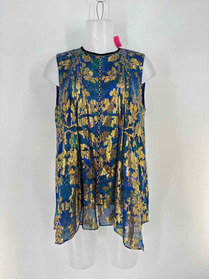 Size M ELIE TAHARI Blue Print Shirt