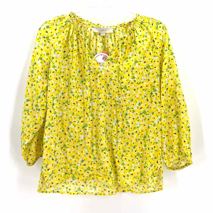 Size XS LOFT Yellow Print Shirt