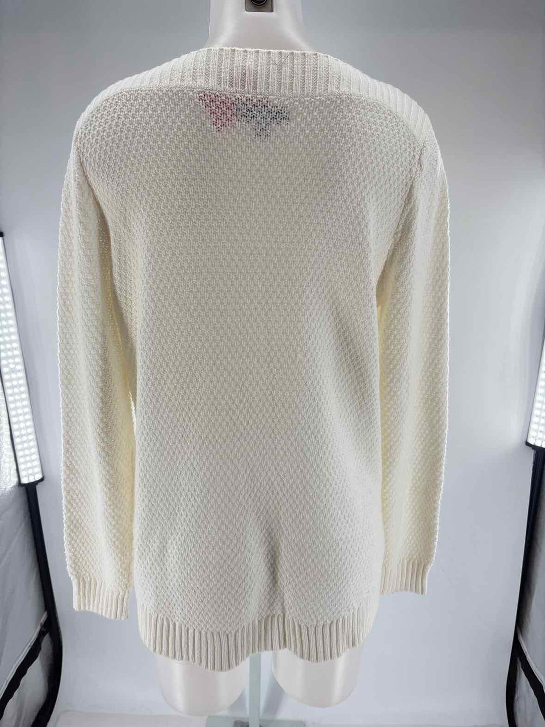 Size L KIM ROGERS White Knit Sweater