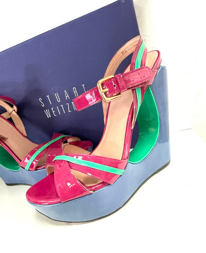 Shoe Size 8.5 Stuart Weitzman Multi-Color PATENT Luxury - Sandals