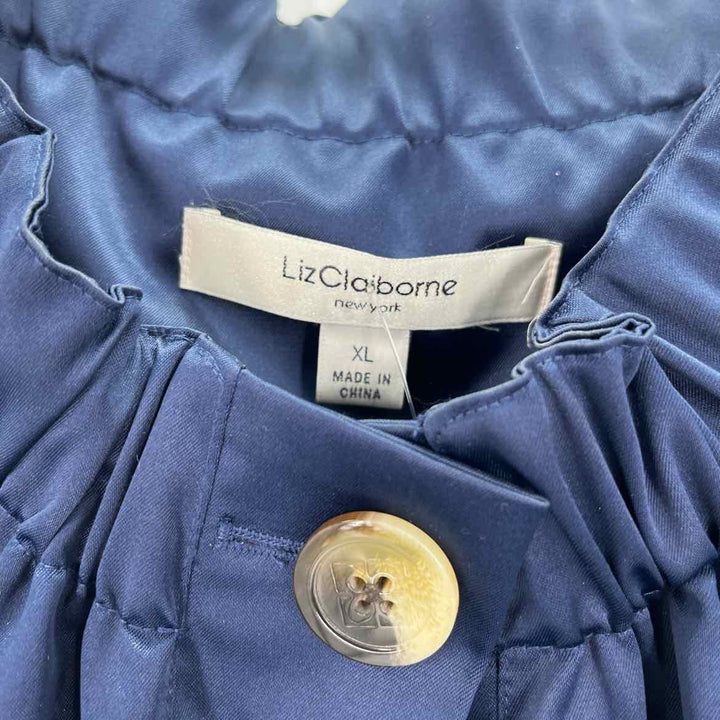 Size XL LIZ CLAIBORNE Navy Sateen Jacket
