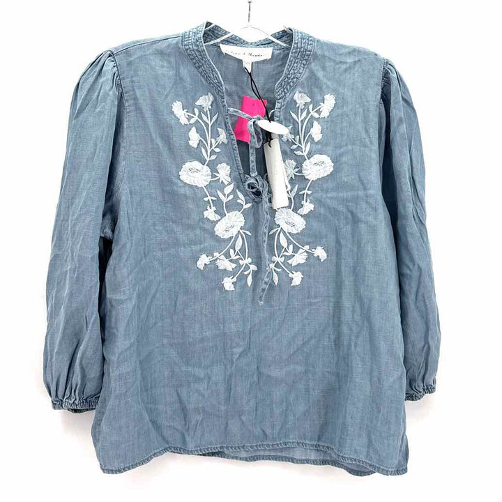 Size XS CHELSEA & THEODORE Blue Chambray Shirt