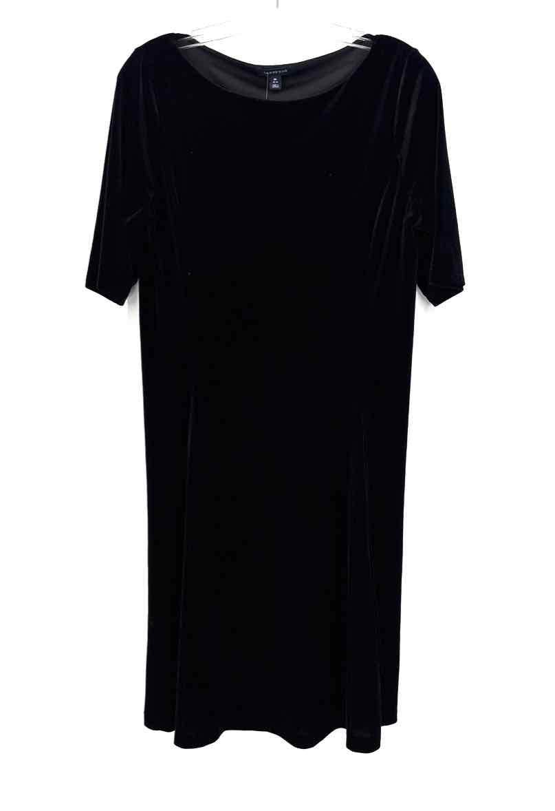 Size M LAND END Black Velour Dress