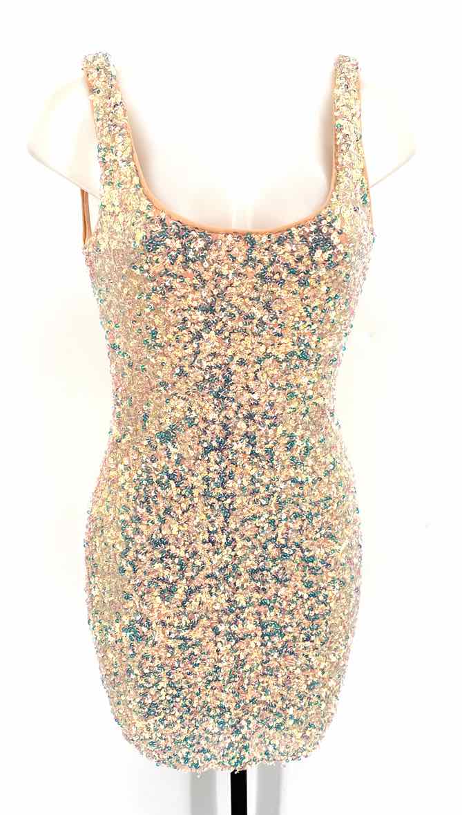 Size M FASHION NOVA Peach Sequined Dress