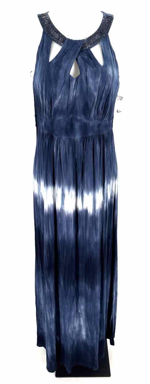 Size 1X INC Navy Knit Beaded Dress