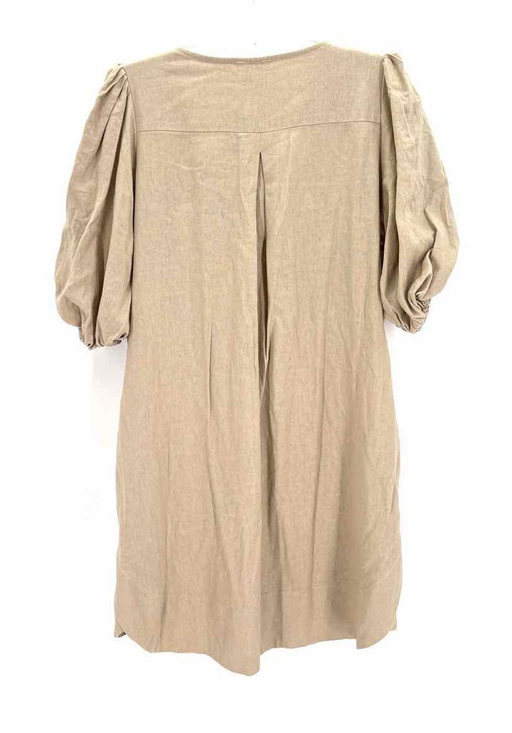 Size L CYNTHIA ROWLEY Tan Linen Dress