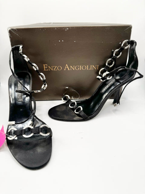 Shoe Size 5.5 ENZO ANGIOLINI Black Sateen Sandals