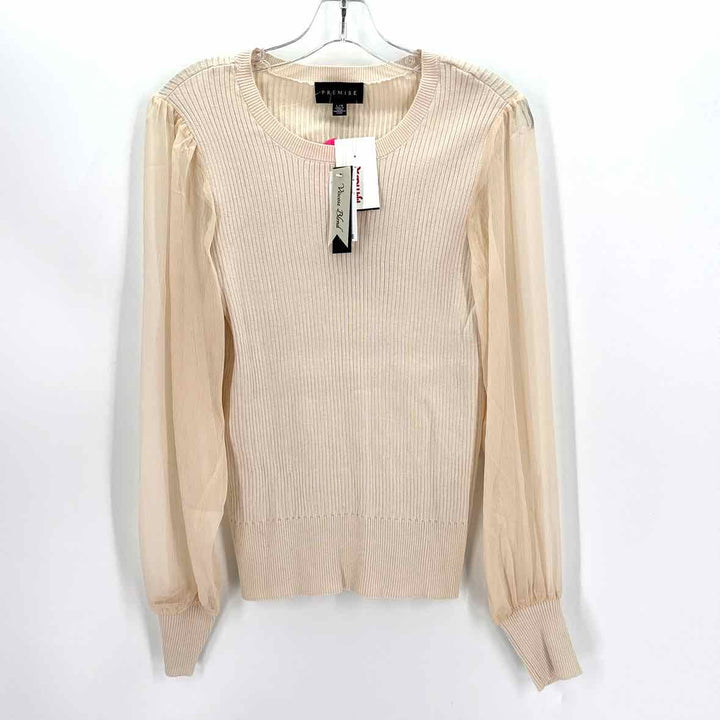 Size L PREMISE Cream Knit Sweater