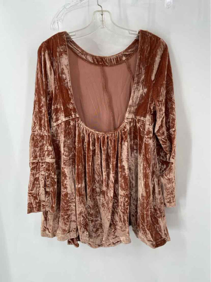Size S FREE PEOPLE Brown Velour Shirt